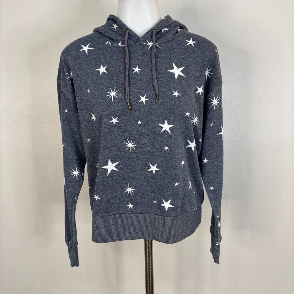 Wildfox Sweatshirt Medium Blue Stars Cropped Hoodie Pullover Women's Casual